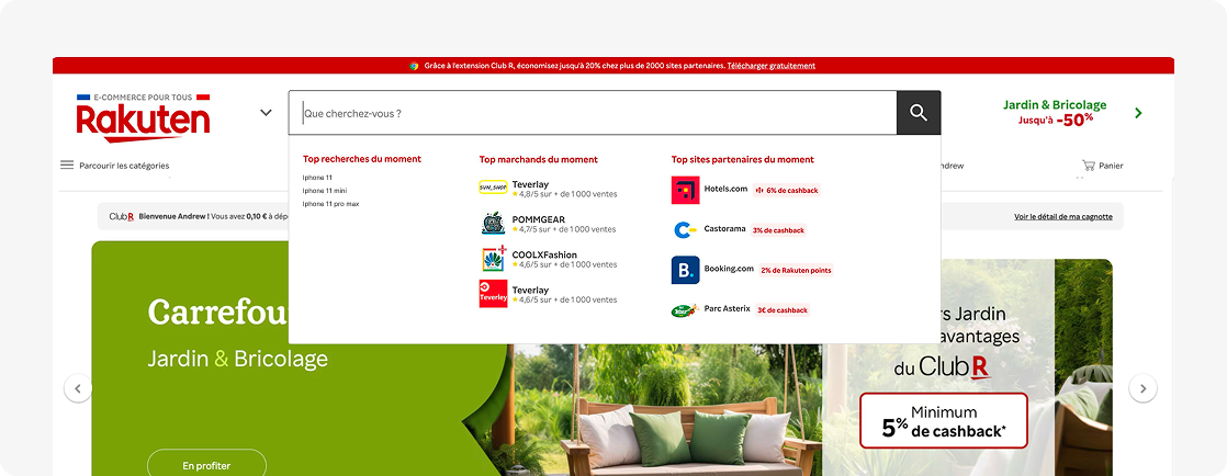 Nouvel autosuggest enrichi, vue desktop